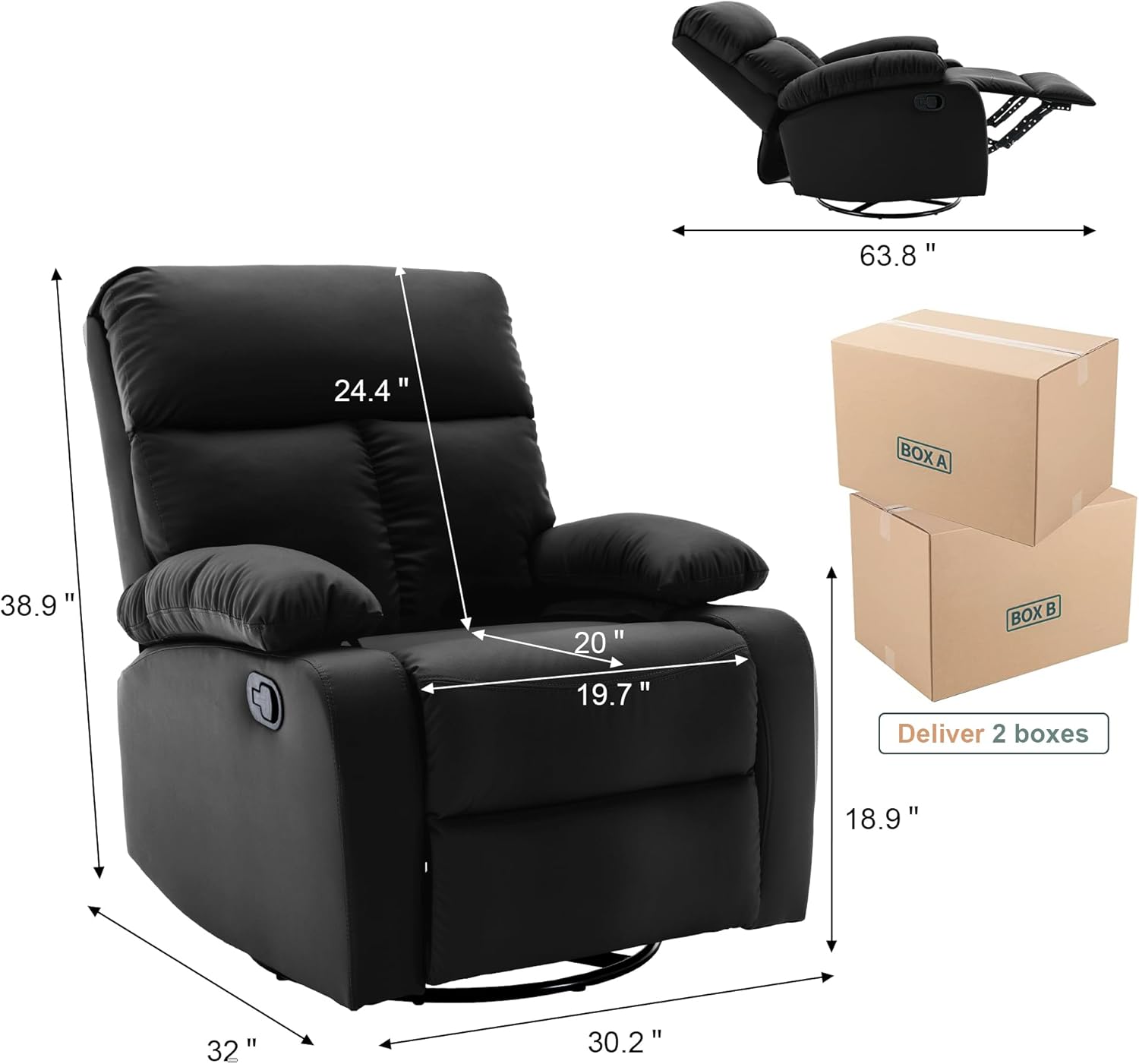 hzlagm Swivel Rocker Recliner Chair Small Space Rocking Recliner