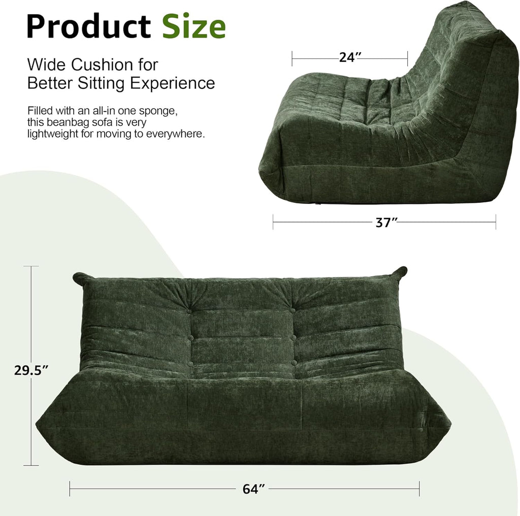 Hobestluk Giant Bean Bag Chair Memory Foam Faux Fur Sofa for Living Room