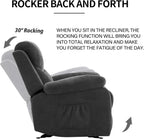 Sftaiyou Manual Rocker Recliner Chair Massage Fabric Overstuffed Soft Recliner