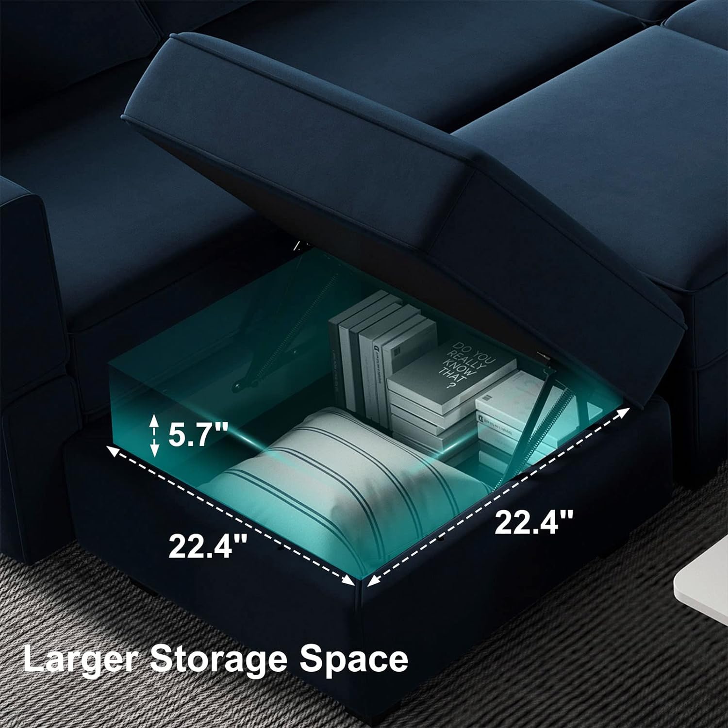 Belffin Velvet Modular Sectional Sofa with Ottoman Sleeper Bed Storage