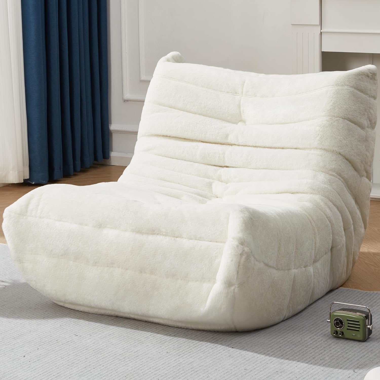 Hobestluk Giant Bean Bag Chair Memory Foam Faux Fur Sofa for Living Room