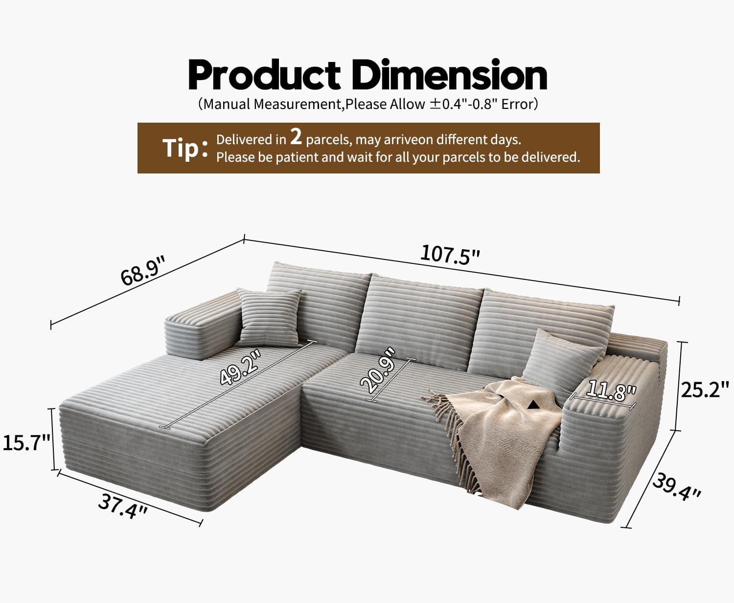 Settab Cloud Modular Sectional Sofa U Shaped Deep Seat Living Room Couch