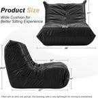 Hobestluk Giant Bean Bag Chair Memory Foam Faux Leather Floor Sofa for Adults