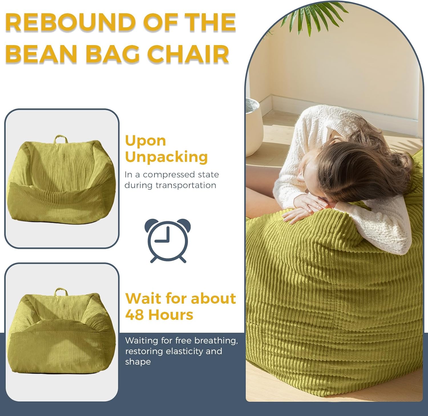 MAXYOYO Bean Bag Chair with Handle and Pocket for Adults Kids Teens