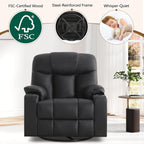 ANJ Swivel Rocker Recliner Chair Manual Fabric Small Space