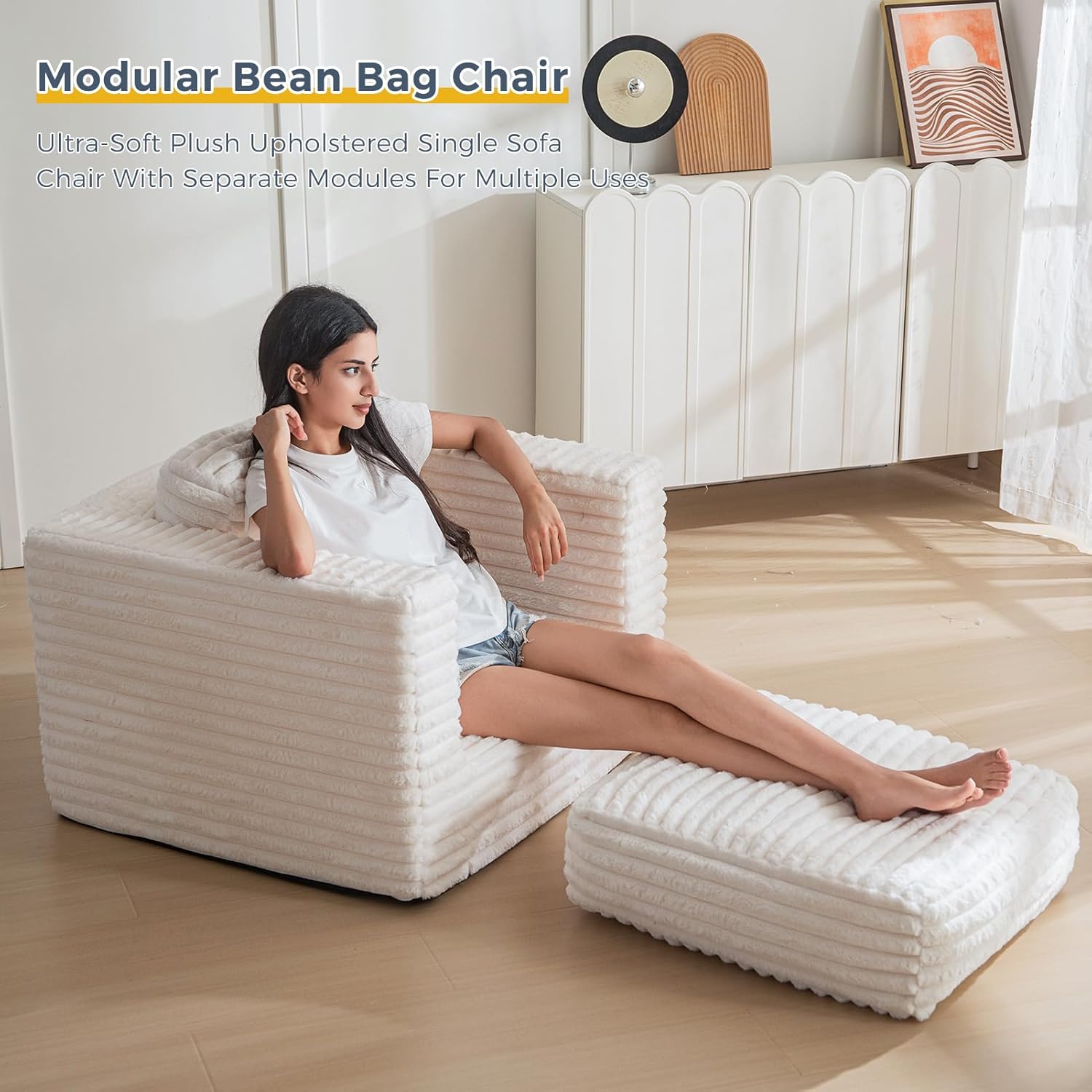 MAXYOYO Giant Bean Bag Chair for Adults with Pillows and Armrests