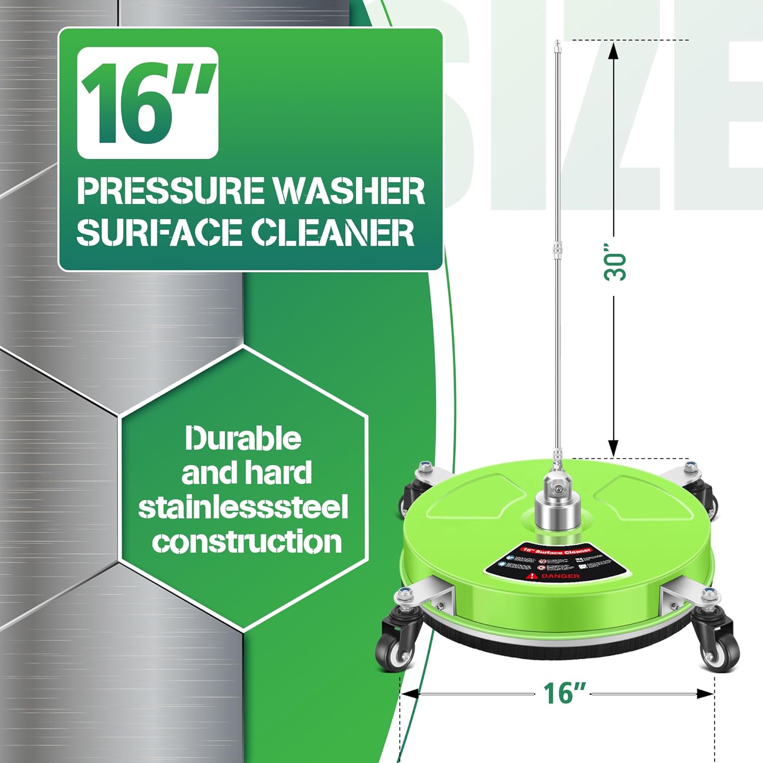 LidoDola 14 Inch Pressure Washer Surface Cleaner with Wheels for Concrete Patio Deck