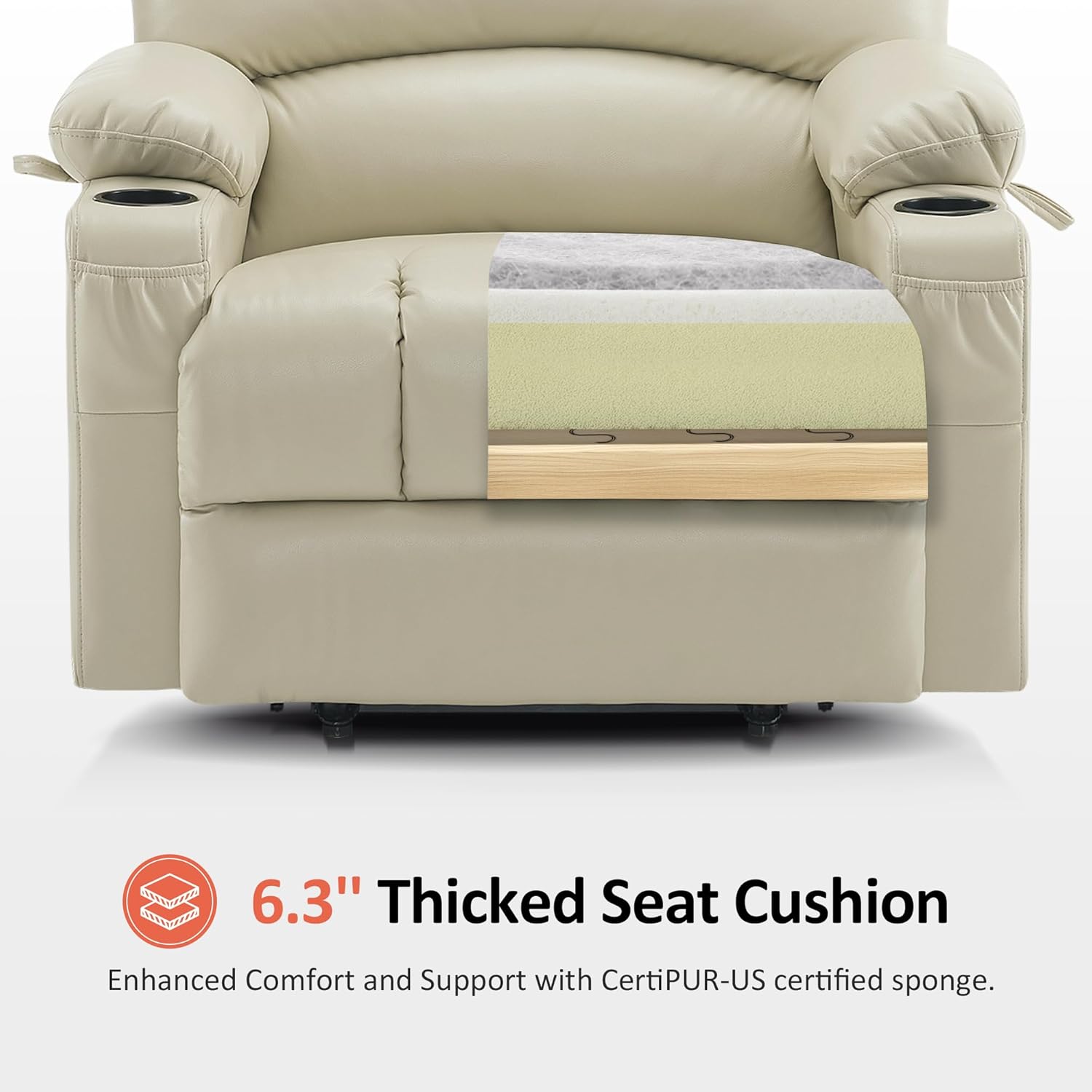MCombo Power Lift Recliner Chair for Elderly with Heat Massage USB Cup Holders