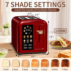 SEEDEEM 4 Slice Touch Screen Toaster LCD Display 7 Shade Settings Wide Slots 1800W