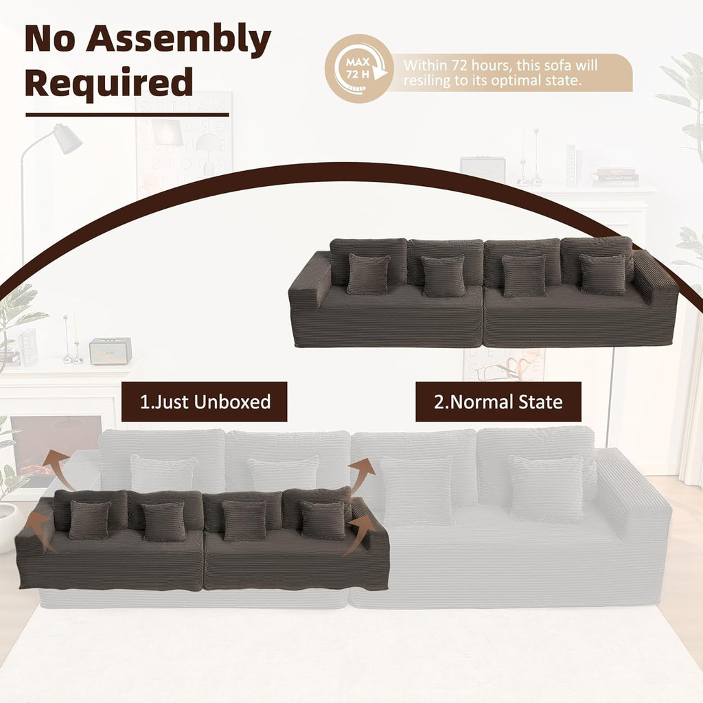 Afuson Boneless Sectional Sofa L Shape Deep Seat Cloud Couch Living Room