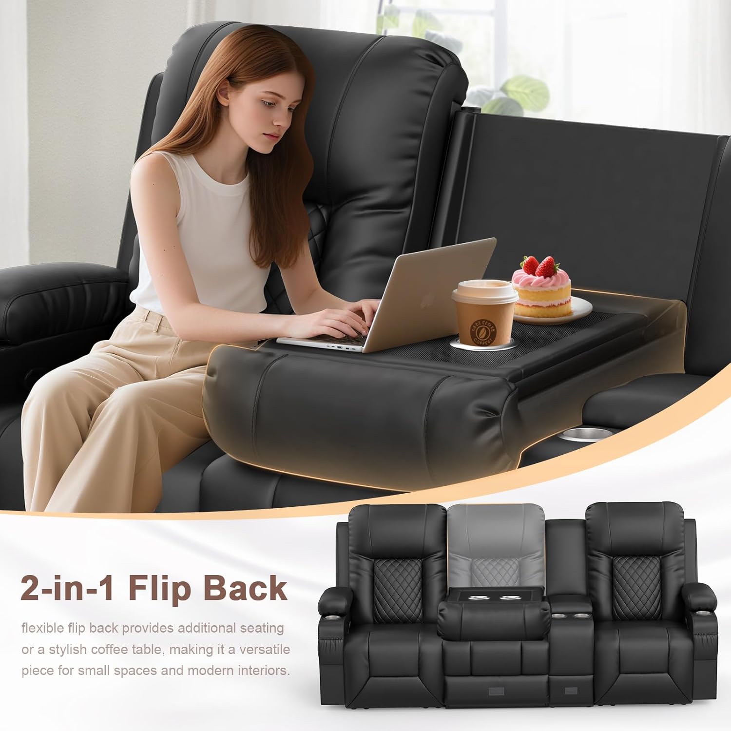 YONISEE 3 Seat Recliner Sofa Large Manual Reclining Couch with Storage Console
