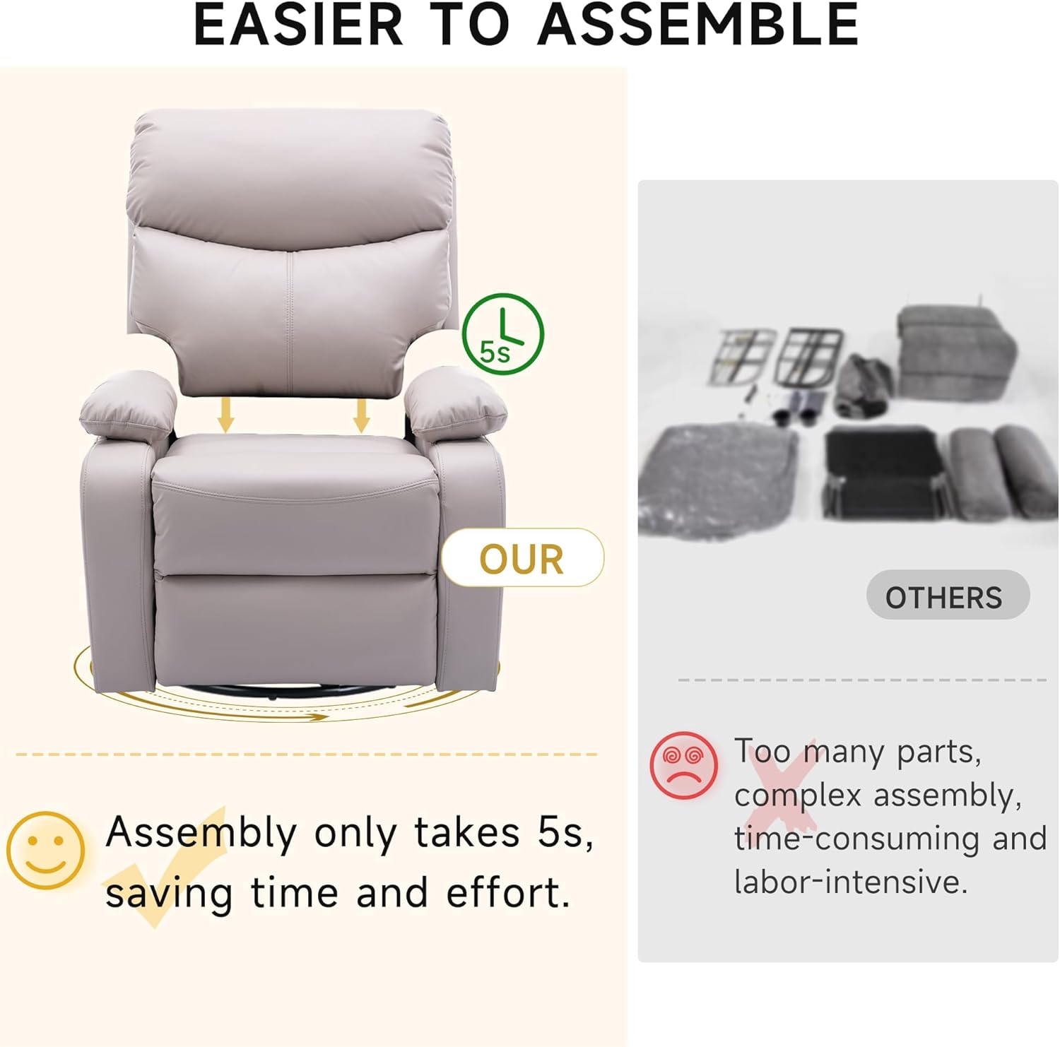 GNMLP2020 Swivel Rocker Recliner Chair Manual Small Space Nursery Living Room