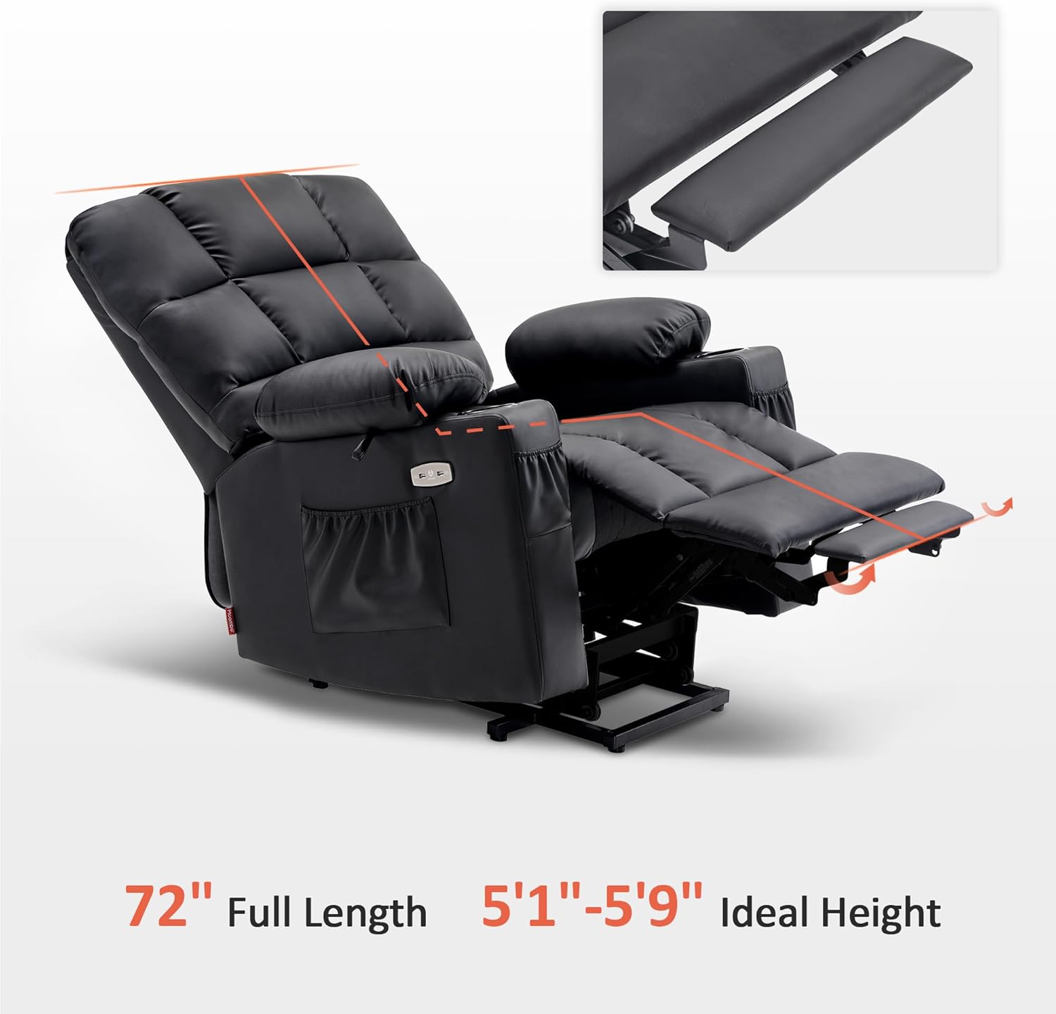 MCombo Large Power Lift Recliner Chair with Dual Motor Massage Heat Faux Leather