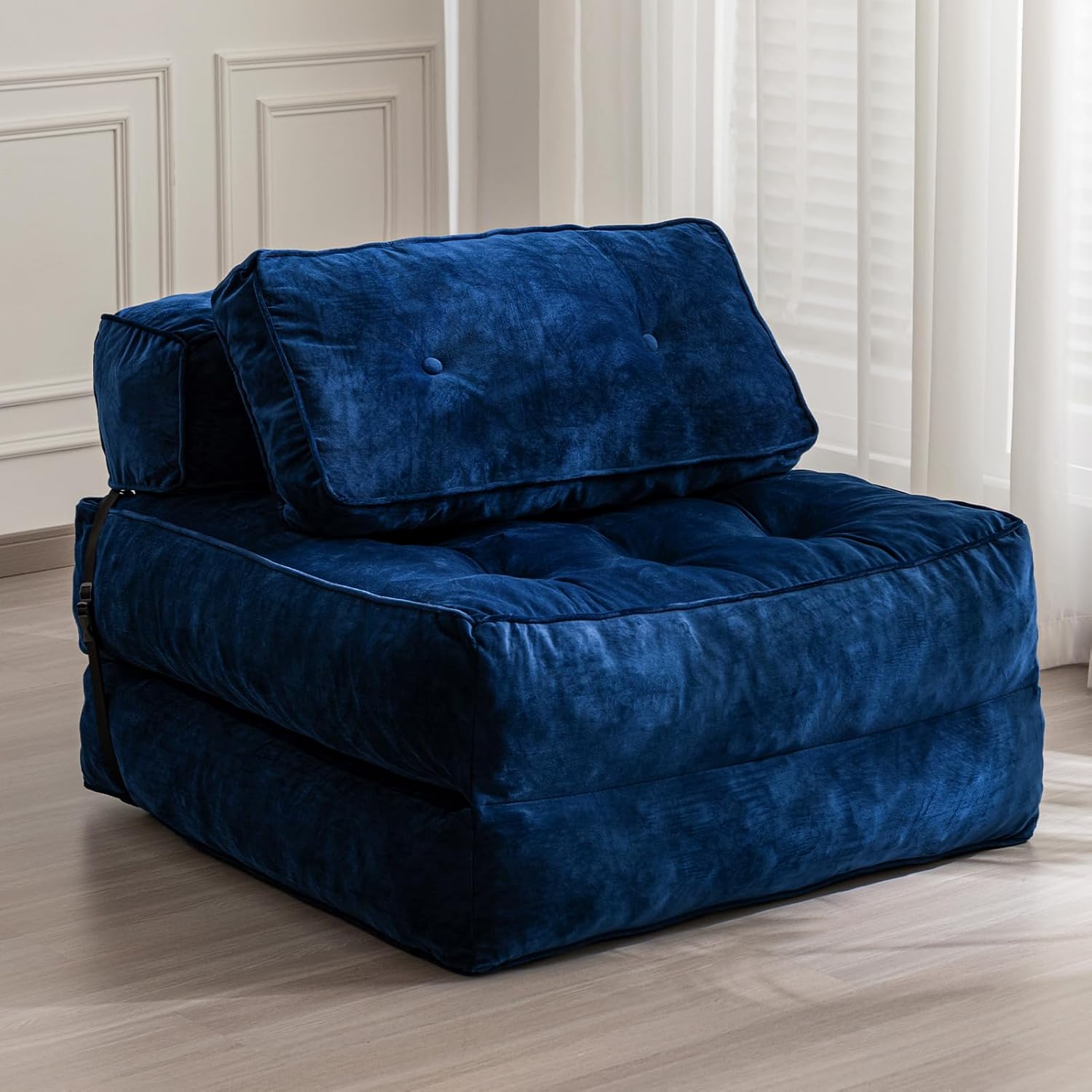 MAXYOYO Velvet Folding Sofa Bed Convertible Sleeper Chair with Pillow