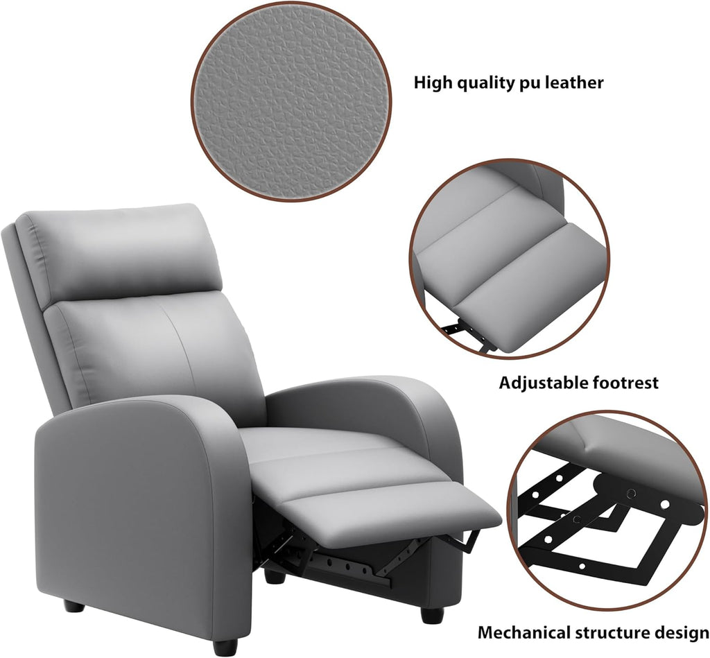 JUMMICO Adjustable Recliner Chair Thick Cushion Home Theater Sofa Living Room