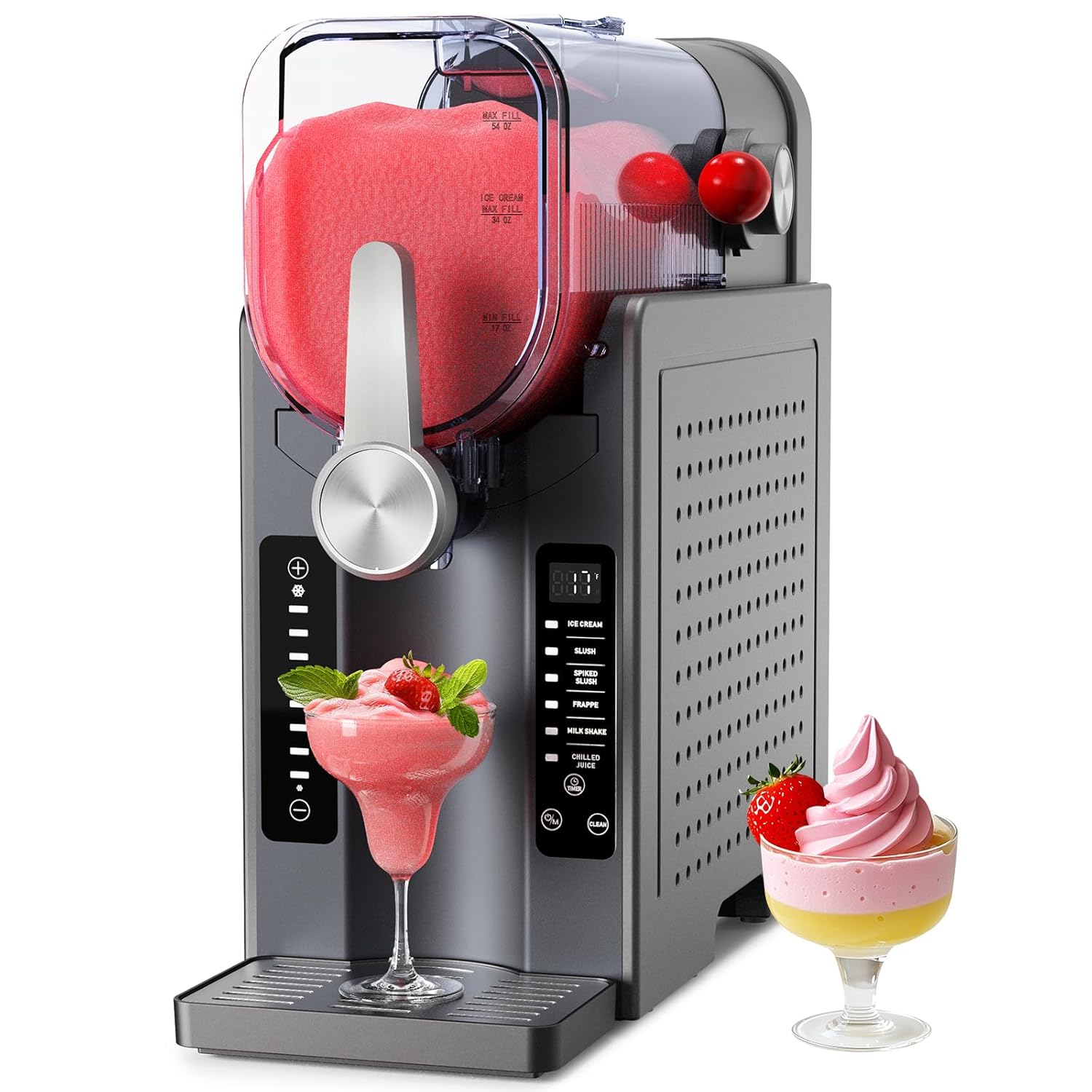 BKPPM Slushie Machine Soft Serve Ice Cream Maker 6 Presets LED Auto Clean