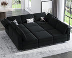Belffin Velvet Modular Sectional Sofa with Ottoman Sleeper Bed Storage