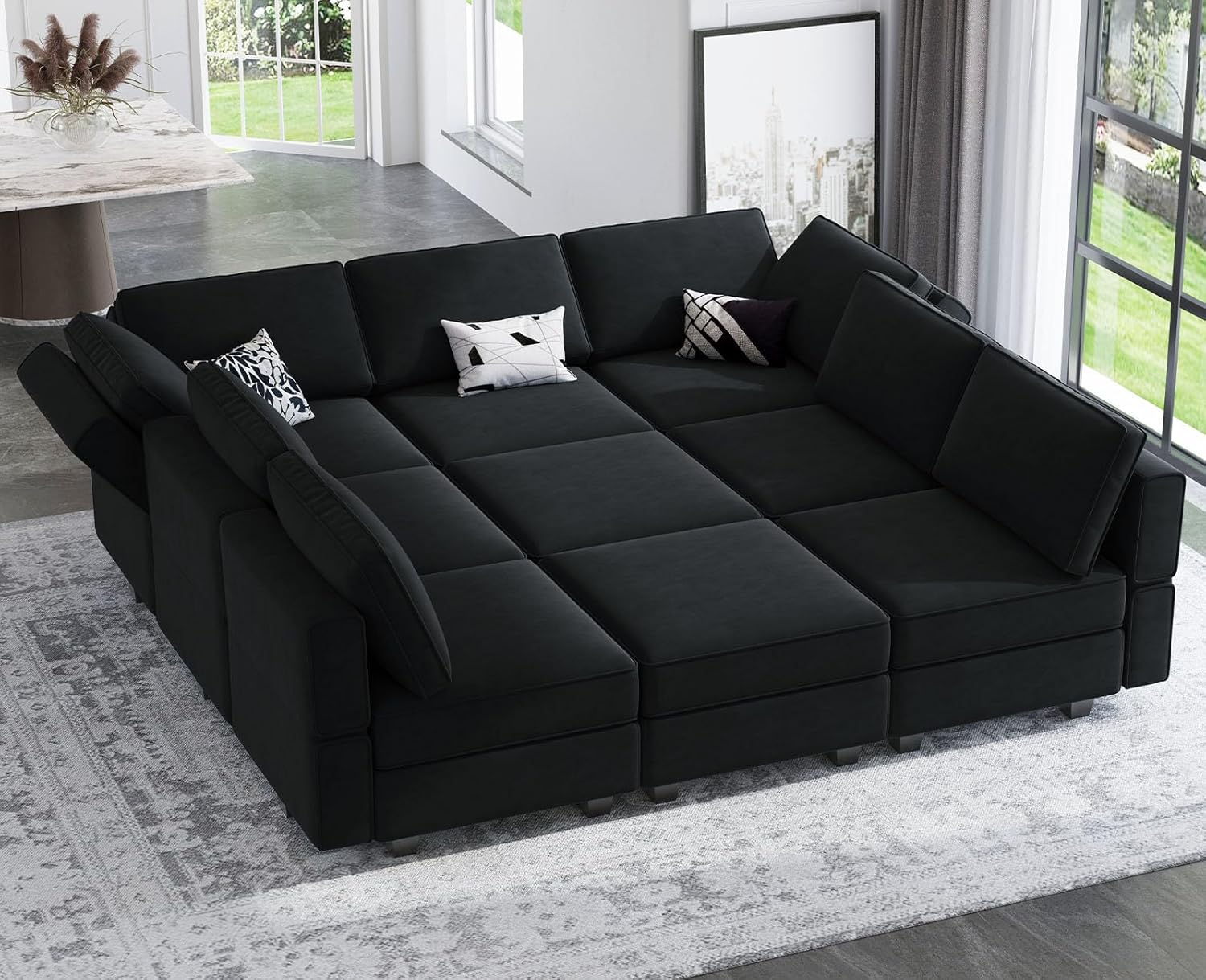 Belffin Velvet Modular Sectional Sofa with Ottoman Sleeper Bed Storage
