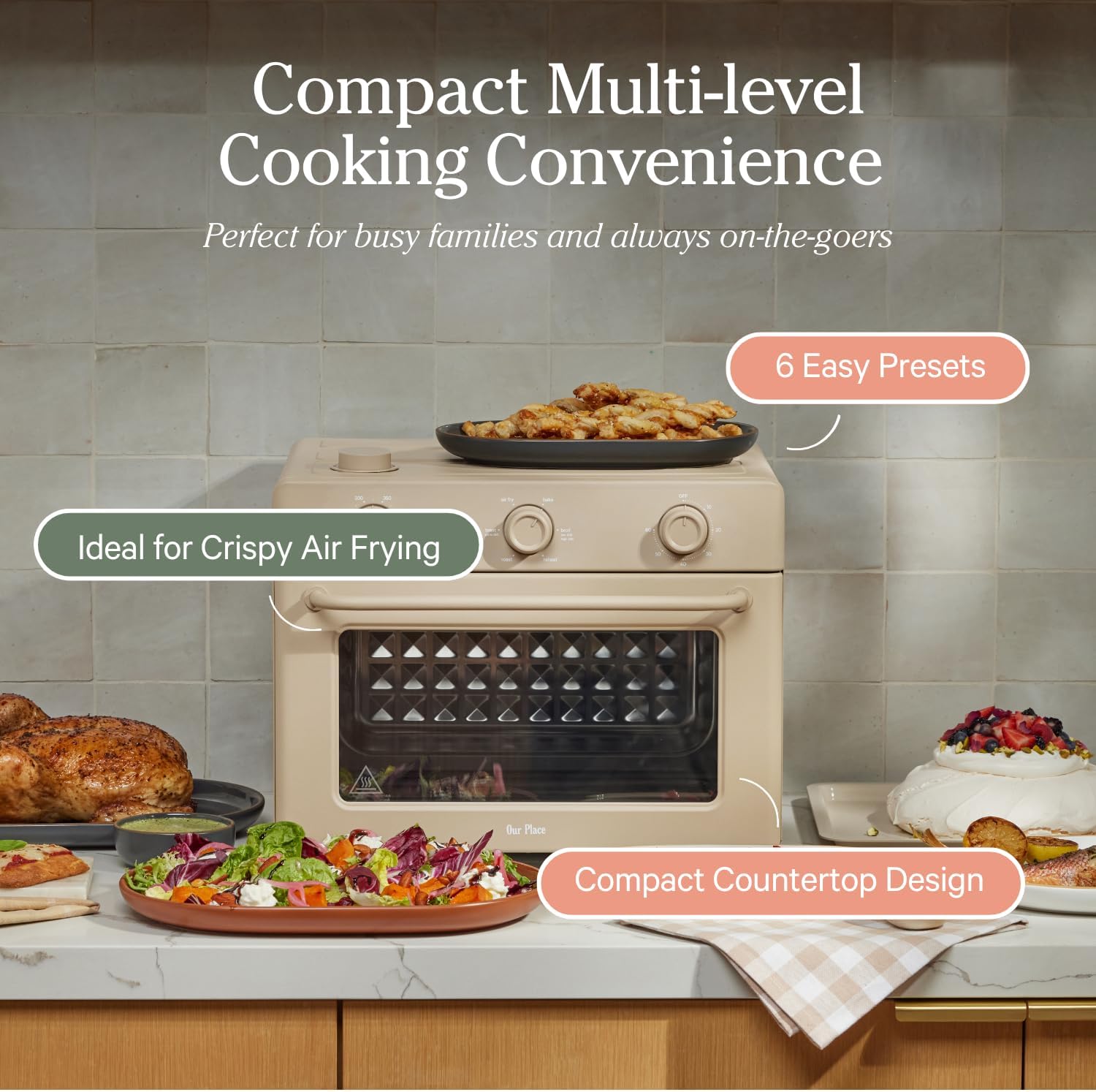 Our Place Air Fryer Toaster Oven 6 in 1 Compact Countertop Blue Multifunction