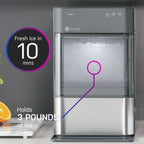 Profile Nugget Ice Maker Countertop 38lbs Smart WiFi Black Stainless Steel