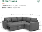 HONBAY Modular Sectional Sleeper Sofa L Shaped Couch with Pull Out Bed