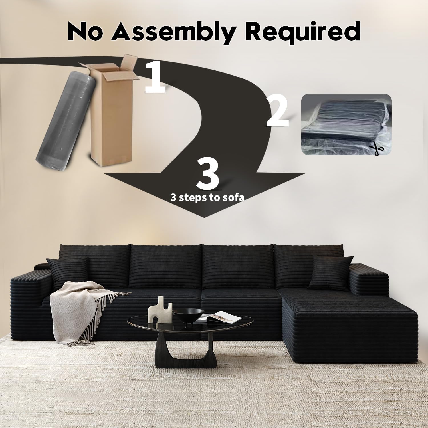 Settab Cloud Modular Sectional Sofa U Shaped Deep Seat Living Room Couch