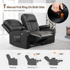 FURNIMAT Loveseat Recliner Sofa 2 Seater PU Leather Couch with USB Cup Holders