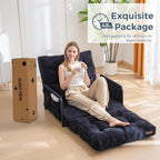 MAXYOYO Adjustable Floor Sofa Bed with Armrest Double Black Foldable Sleeper