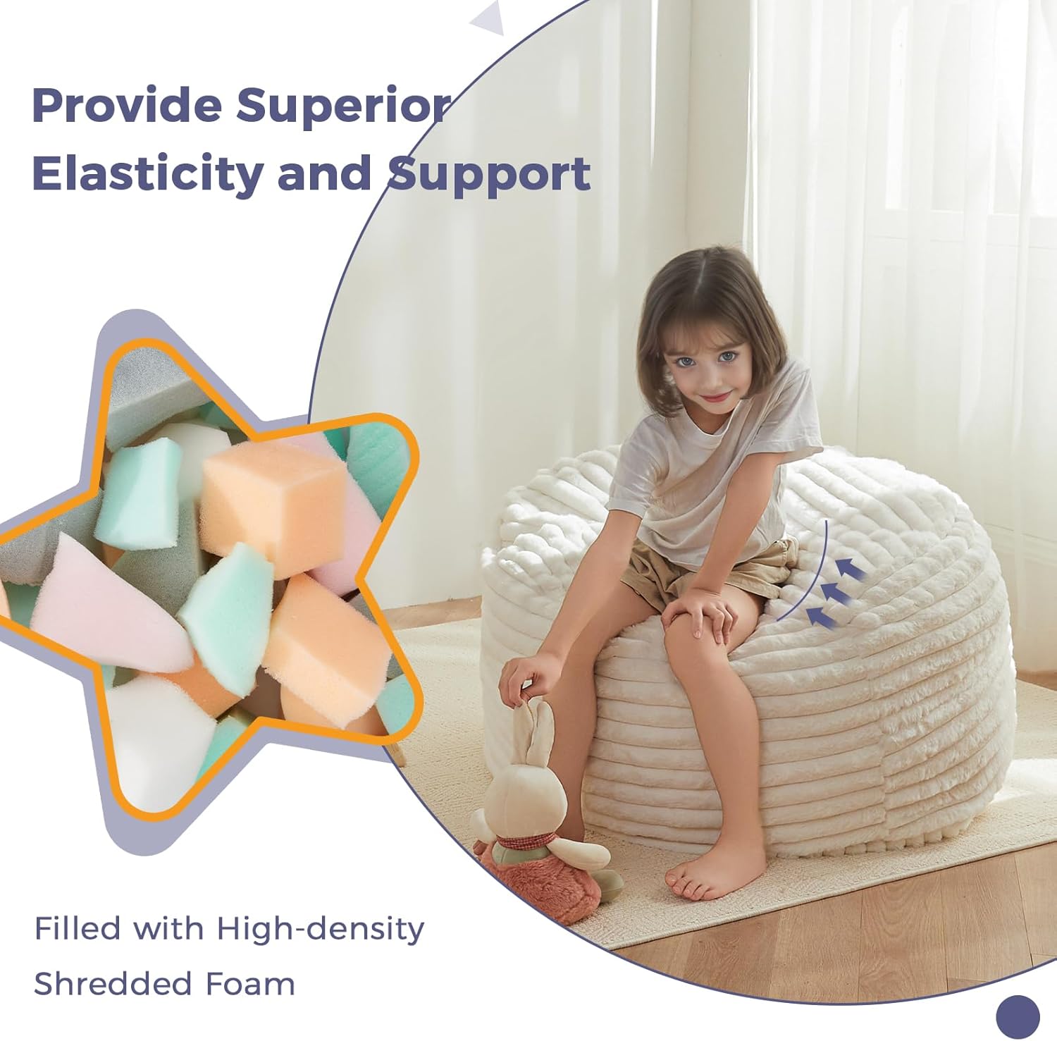 MAXYOYO Convertible Bean Bag Chair Bed for Kids with Foam Filling