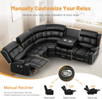 Dresegmt Loveseat Recliner Sofa 3 Seat Flip Backrest with Storage USB Cup Holders