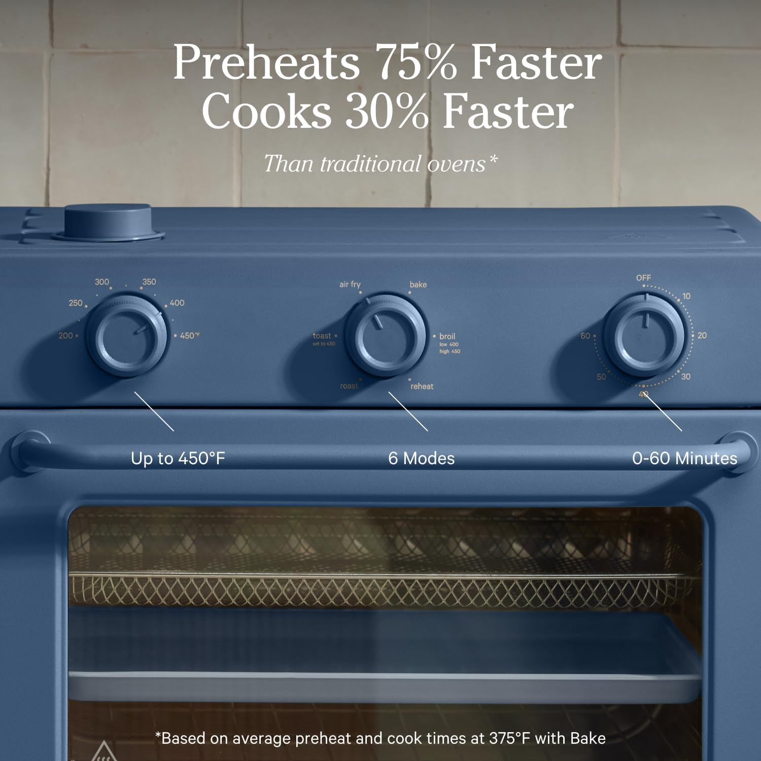 Our Place Air Fryer Toaster Oven 6 in 1 Compact Countertop Blue Multifunction