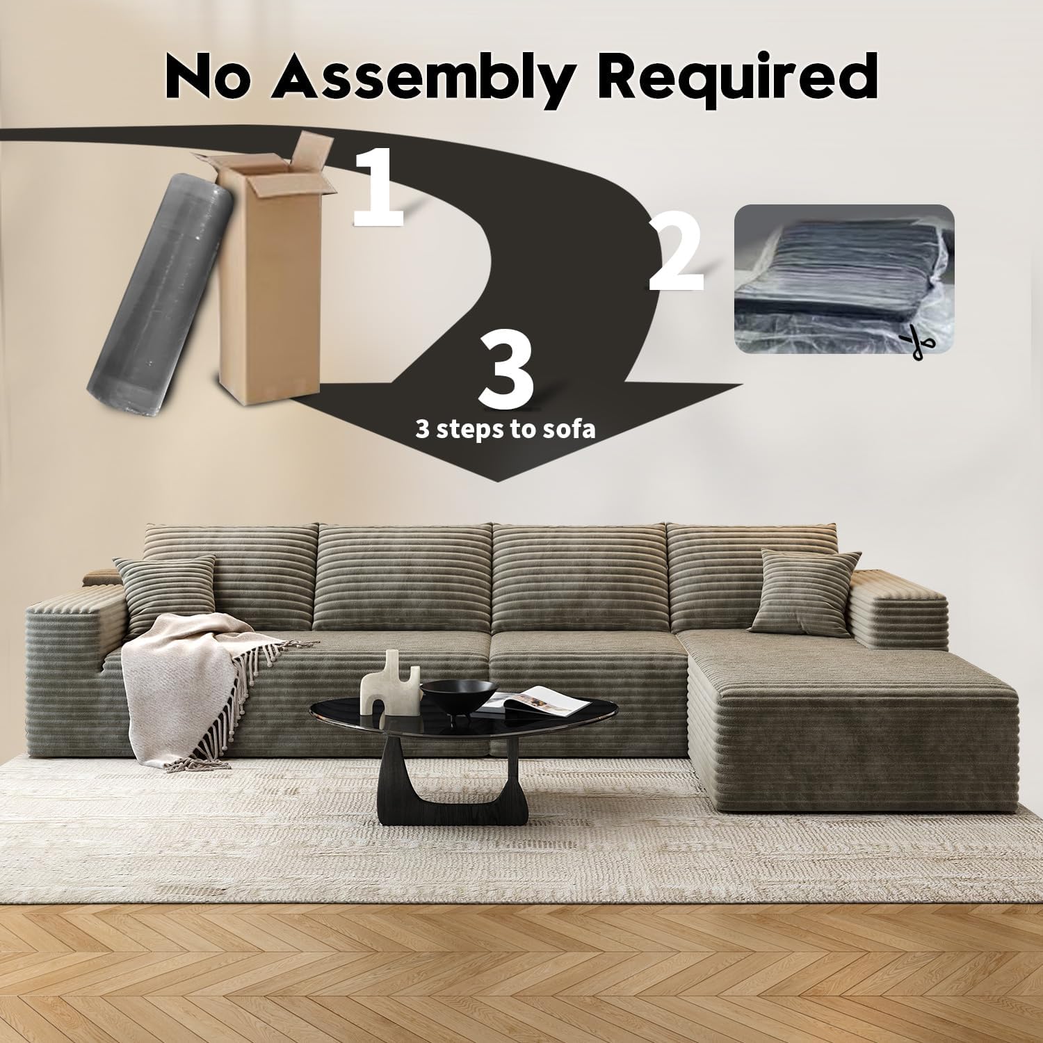 Settab Cloud Modular Sectional Sofa U Shaped Deep Seat Living Room Couch