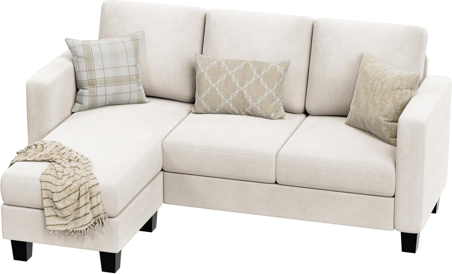 VICTONE Convertible L Shaped Sectional Sofa Couch 3 Seat with Ottoman