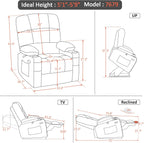 MCombo Large Power Lift Recliner Chair with Dual Motor Massage Heat Faux Leather