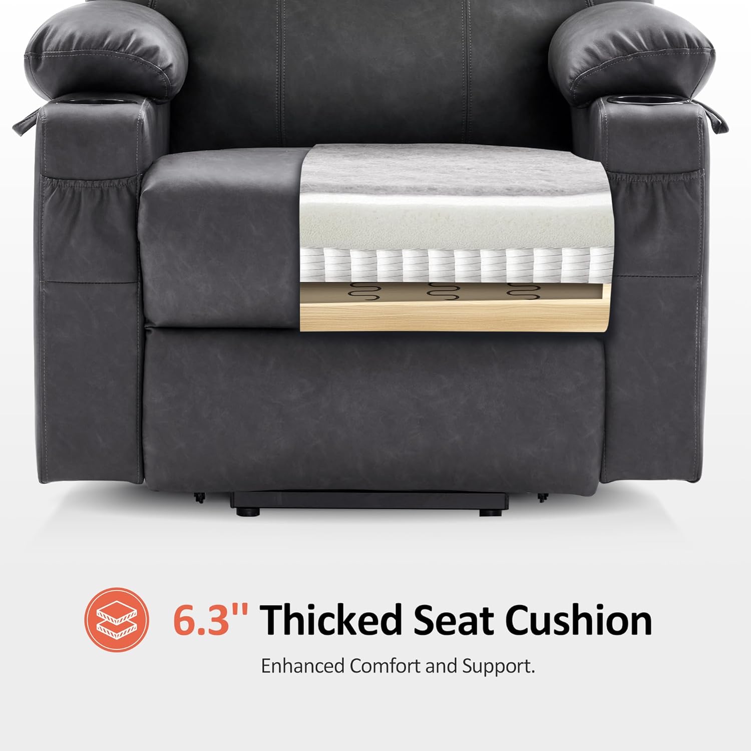 MCombo Electric Power Lift Recliner Massage Heat Chair for Elderly 3 Positions 2 Pockets USB