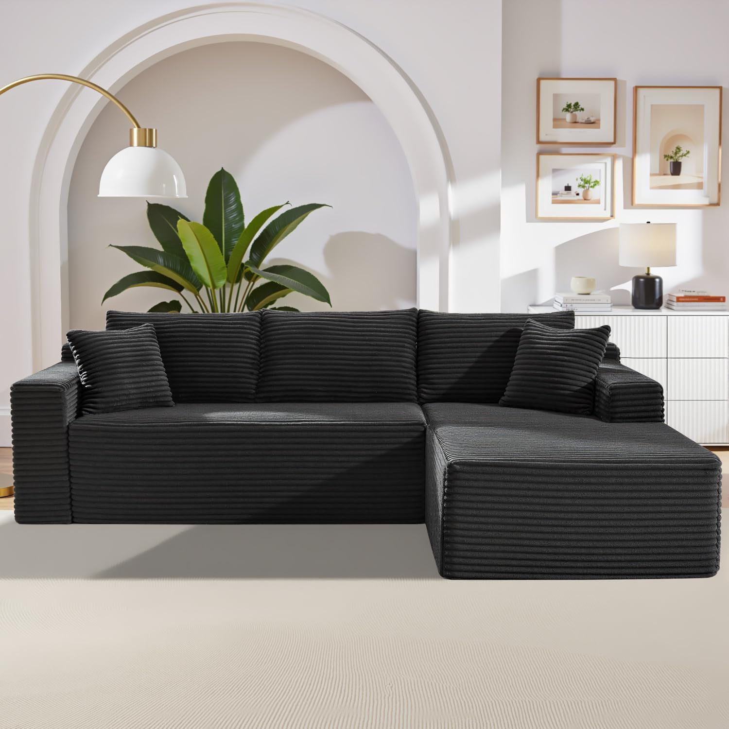 HANXIN Cloud Sectional Sofa L Shape Chaise Deep Seat Modular Living Room Couch