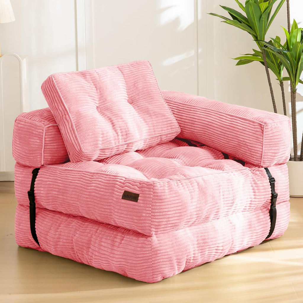 MAXYOYO L Shaped Folding Sofa Bed Convertible Sleeper with Pillow Armrest