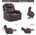 MCombo Electric Power Lift Recliner Massage Heat Chair for Elderly 3 Positions 2 Pockets USB