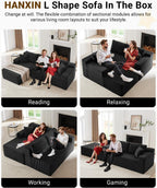 HANXIN Cloud Sectional Sofa L Shape Chaise Deep Seat Modular Living Room Couch
