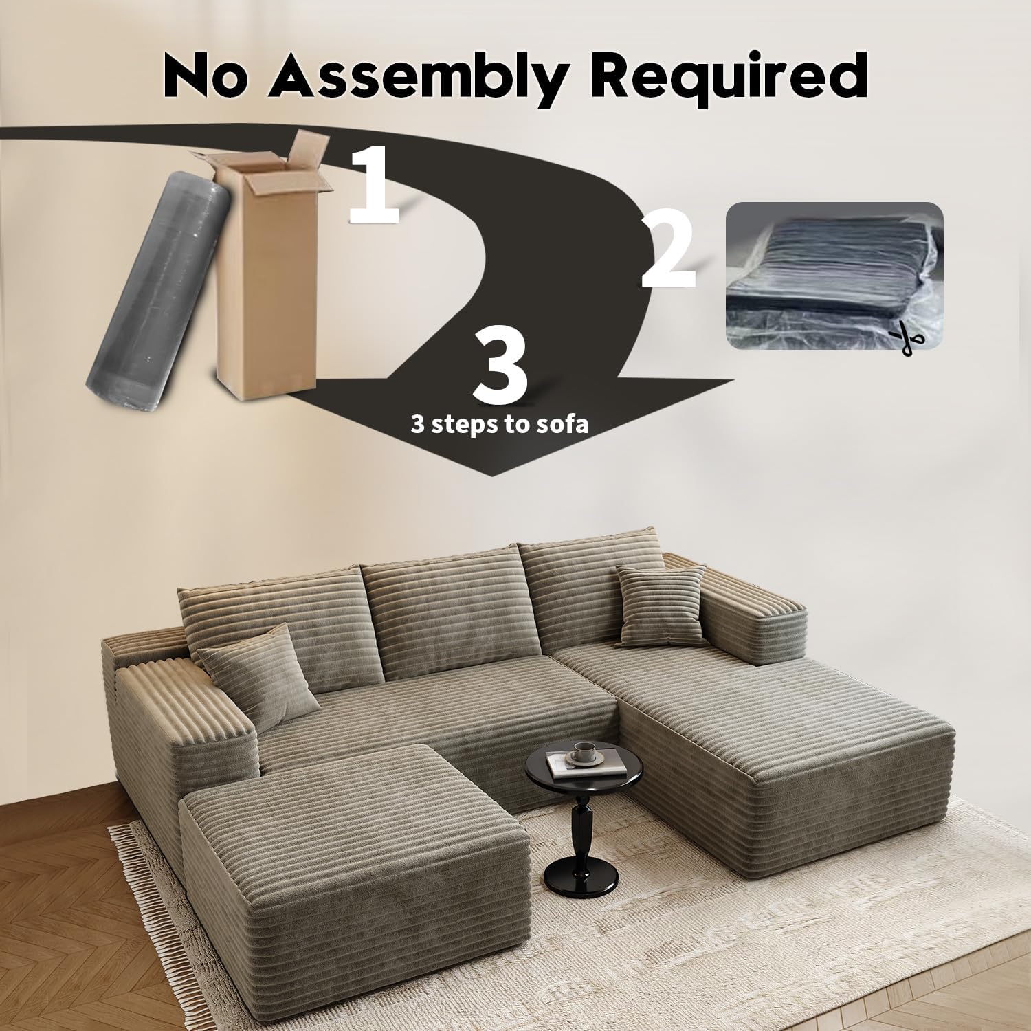 Settab Cloud Modular Sectional Sofa U Shaped Deep Seat Living Room Couch