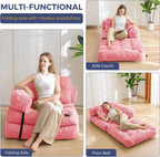 MAXYOYO L Shaped Folding Sofa Bed Convertible Sleeper with Pillow Armrest