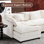 Ihanherry U Shaped Modular Cloud Sofa 5 Seat Chenille Sectional with Ottoman