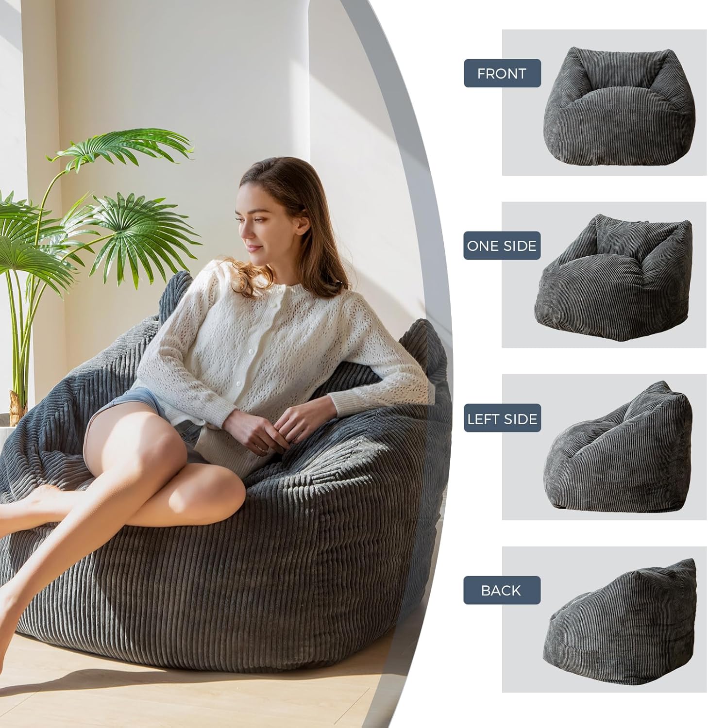 MAXYOYO Bean Bag Chair Floor Sofa with Handle and Pocket for Adults and Kids