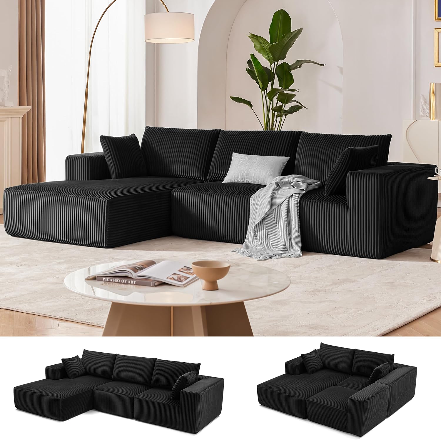 Weture 108" Modular Sectional Sofa Deep Seat Cloud L-Shape Couch with Chaise