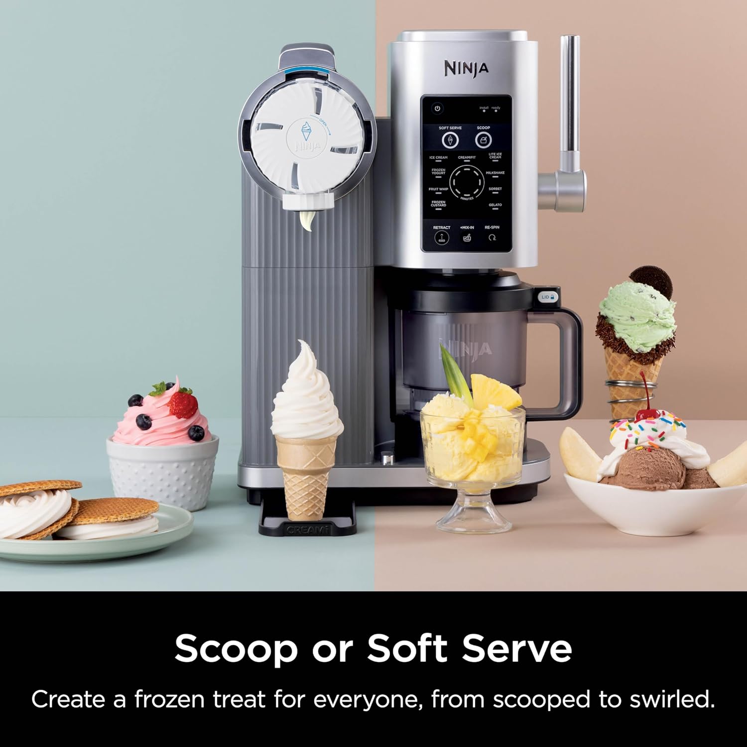 Ninja Swirl Ice Cream and Soft Serve Maker 13 in 1 Machine for Sorbet Milkshake Yogurt