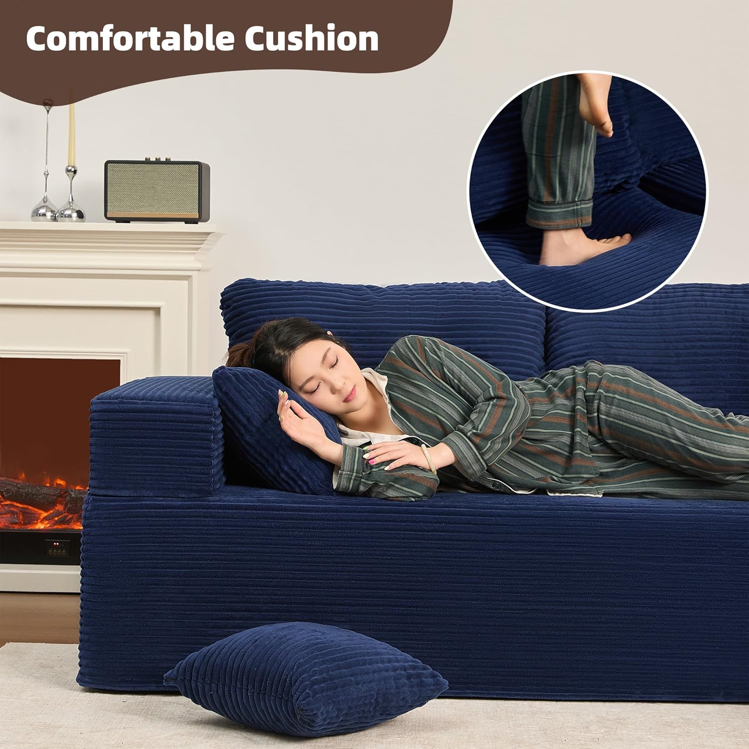 Afuson Boneless Sectional Sofa L Shape Deep Seat Cloud Couch Living Room