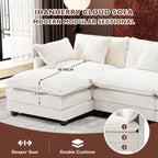 Ihanherry U Shaped Modular Cloud Sofa 5 Seat Chenille Sectional with Ottoman