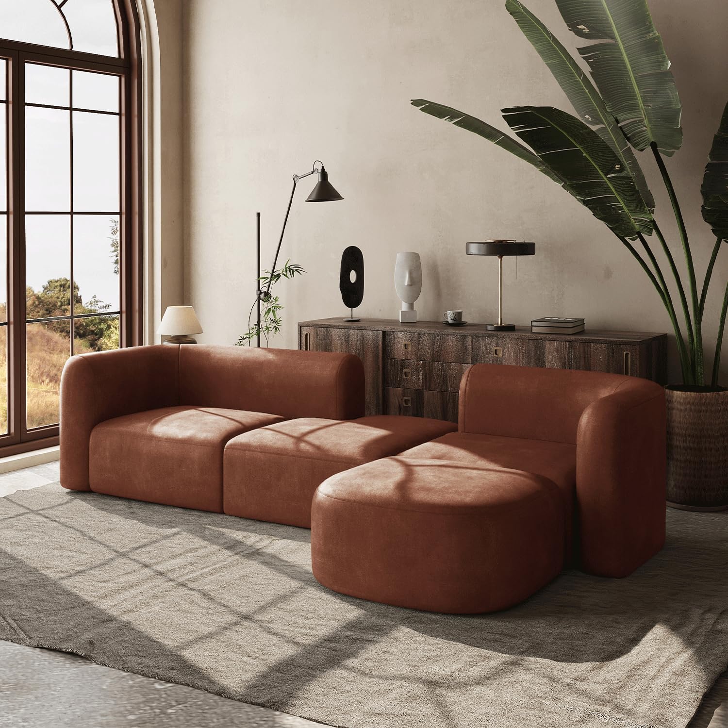 Acanva Luxury Velvet Sofa 3 Seater Modern Curved Back Couch for Living Room