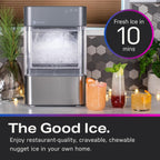 Profile Nugget Ice Maker Countertop 38lbs Smart WiFi Black Stainless Steel