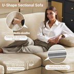 VINGLI 110 Sectional Couch U Shaped Sofa Set with Double Chaise Chenille Fabric